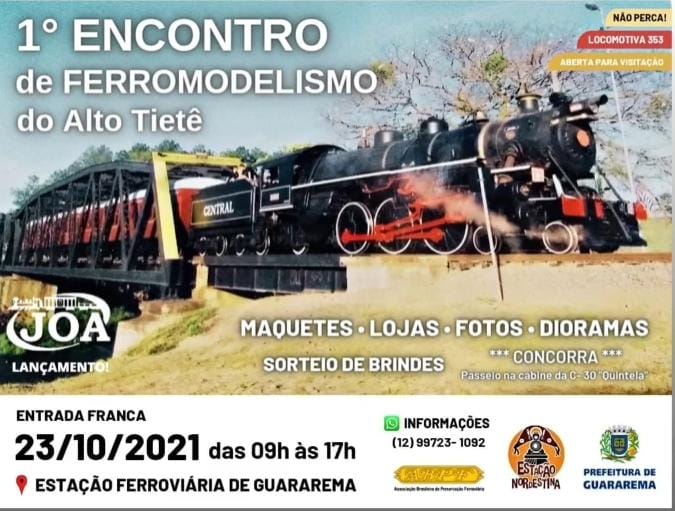 Guararema sediará, na próxima semana, 1º Encontro de Ferromodelismo do Alto Tietê